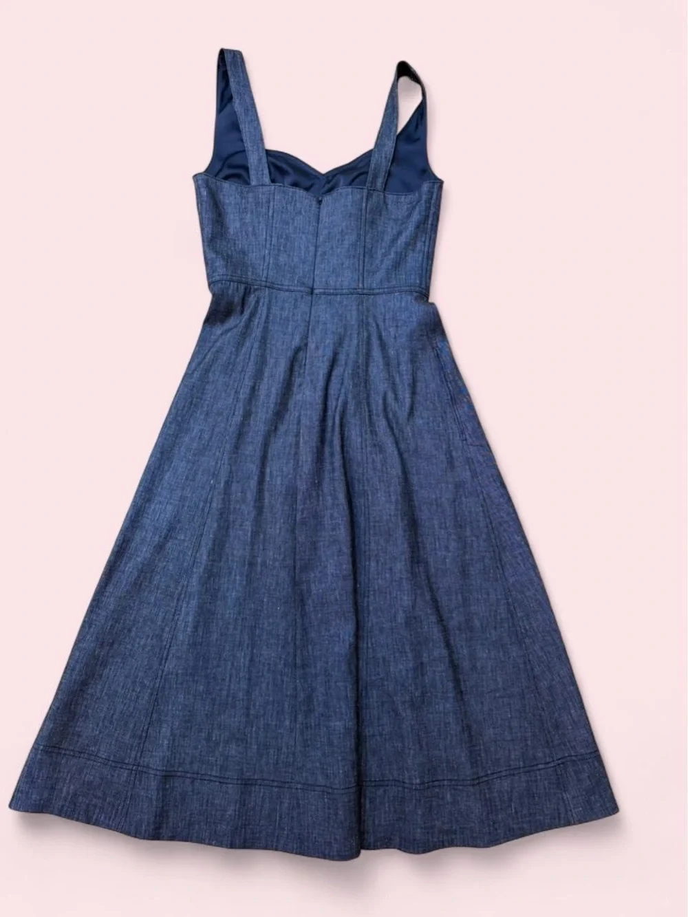 Elie Tahari Denim Indigo A-Line Midi Dress - Picture 2 of 5